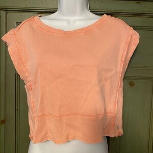 Pilcro Peach Cropped Ribbed Tee
